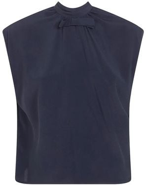 DR. HOPE Bow-Detail Sleeveless Blouse - Blue
