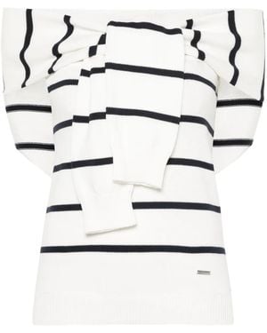 DSquared² Decorative-Sleeves Striped Top - White