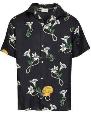 Drole de Monsieur Shell Floral Silk Shirt - Black