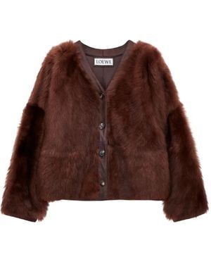 Loewe Buttoned Lambskin Jacket - Brown