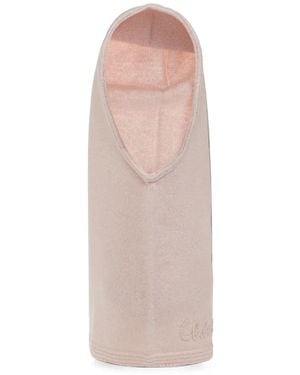 Chloé Logo-Embroidered Wool Snood - Pink