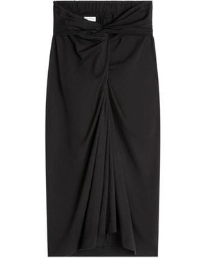 Dries Van Noten Knotted Jersey Midi Skirt - Black