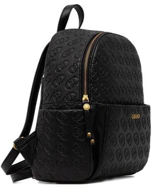 Liu Jo Debossed-Logo Backpack - Black