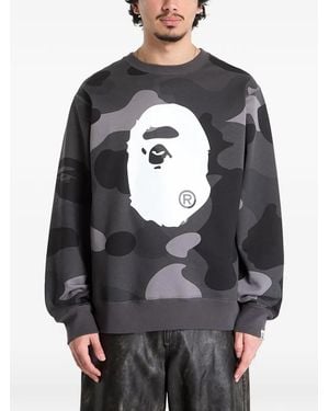 A Bathing Ape Ape Head Camouflage Sweatshirt - Grey