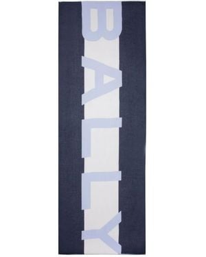 Bally Logo-Intarsia Frayed Scarf - Blue