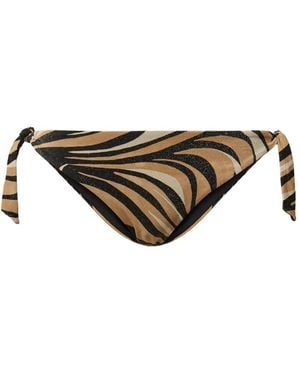 Twinset Bikini Thong With Lurex And Print - Brown
