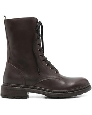 Julie Dee Lace-Up Leather Boots - Black