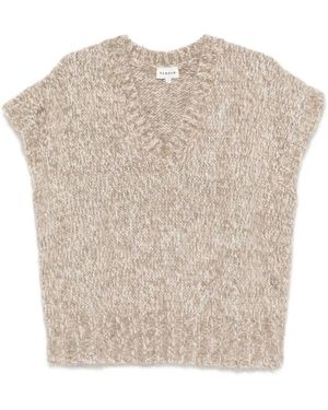 P.A.R.O.S.H. V-Neck Short-Sleeve Top - Natural