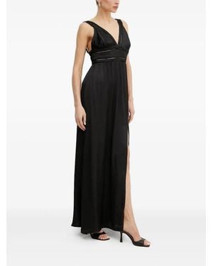Silvian Heach V-neck Lace-insert Maxi Dress - Black