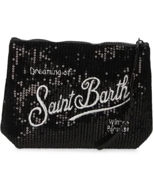 MC2 Saint Barth Aline Sequin-Embellished Velvet Clutch Bag - Black