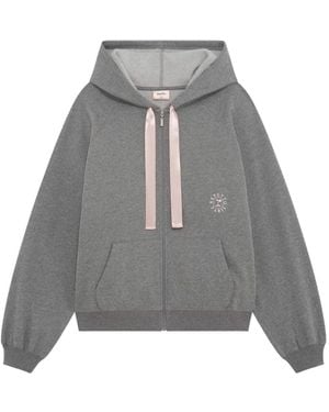 Repetto Satin-Trimmed Zip-Up Hoodie - Grey