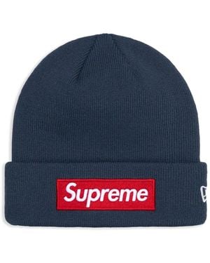 Supreme X New Era Box Logo Beanies - Blue