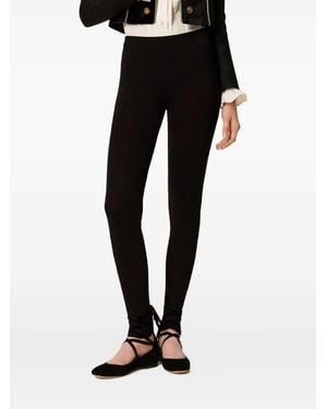 Twinset Side-Band Knit Leggings - Black