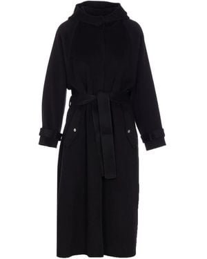 Pinko フーデッド ベルテッドコート - ブラック