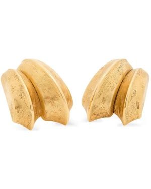 Saint Laurent Pendientes Con Doble Hoja - Neutro