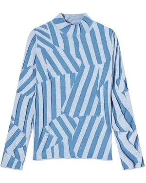 KENZO Stripe-Pattern High-Neck Sweater - Blue