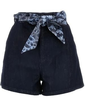 Emporio Armani Short En Jean À Imprimé Tie Dye - Bleu