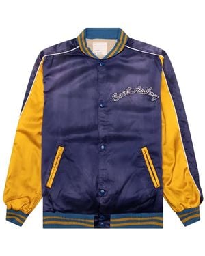 SAINT Mxxxxxx Satin-Panel Bomber Jacket - Blue