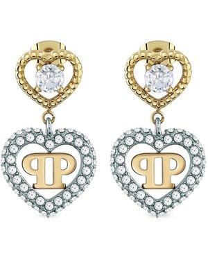 Philipp Plein Plein Rocked Heart Earrings - Metallic