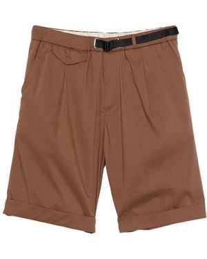 White Sand Belted Turn-Up Shorts - Brown