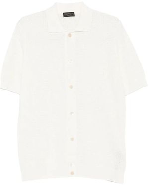 Dell'Oglio Crochet-Knit Short-Sleeve Shirt - White