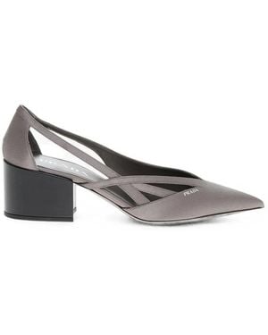 Prada Cut-Out Pointed-Toe Pumps - Metallic