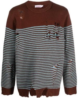 Charles Jeffrey Pull Rayé À Effet Usé - Gris