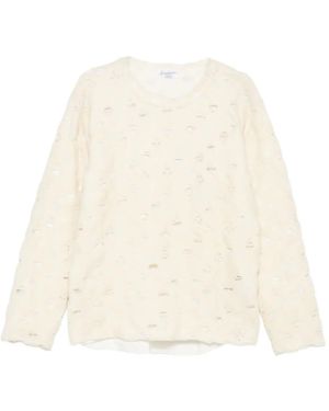 Yohji Yamamoto Wool Blend Distressed Jumper - White