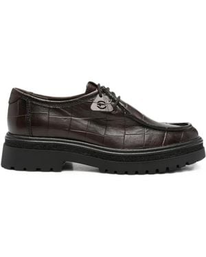 Tamaris Croc-Effect Lace-Up Derby Shoes - Black