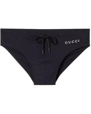 Gucci Logo-Print Swim Briefs - Blue