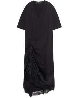 Bimba Y Lola Knot Bimaterial T-Shirt Dress - Black