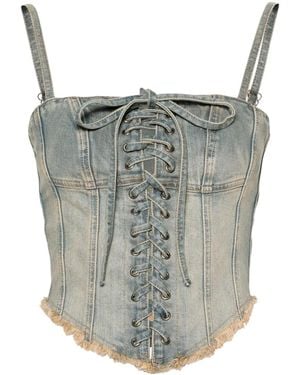 MISBHV Lara Denim Corset Top - Grey