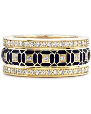Pragnell 18Kt Revival Enamel And Diamond Ring - Metallic
