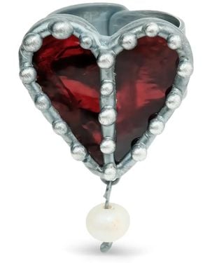 Poison Drop Lab Heart Ring - Red