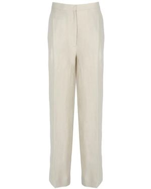 Lardini Linen Straight-Leg Pants - White