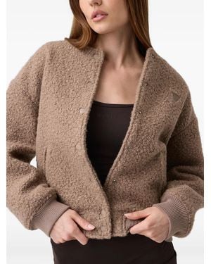 Guess Azha Sherpa Bomber Jacket - Brown