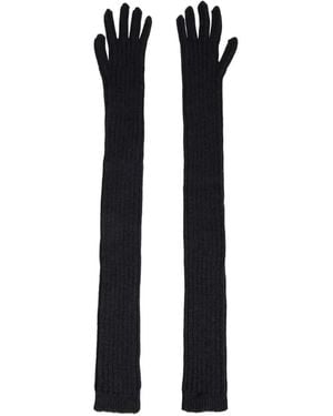 Alberta Ferretti Ribbed-Knit Gloves - Black