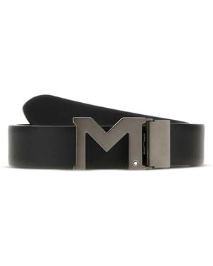Montblanc M-Buckle Leather Belt - Black