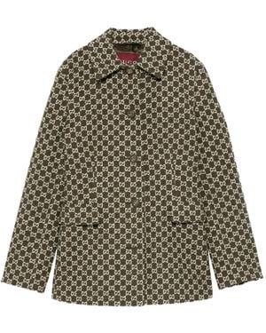 Gucci Single-Breasted Collared Tweed Jacket - Green