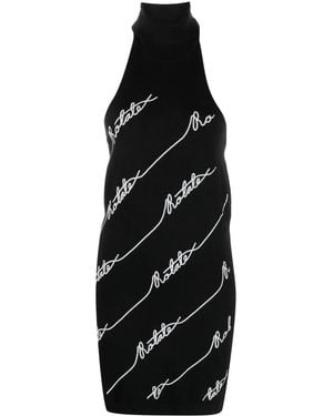 ROTATE BIRGER CHRISTENSEN Sequin Logo-Embellished Halterneck Minidress - Black