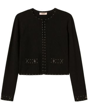 Twinset Eyelet-Embellished Fitted Jacket - Black