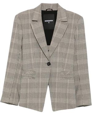 Patrizia Pepe Cut-Out Plaid Blazer - Grey