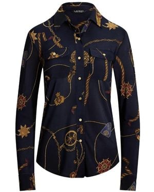 Ralph Lauren Chain-Print Button-Up Shirt - Blue