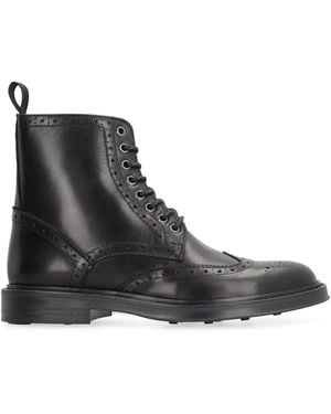 Bruno Magli Brogue-Detail Lace-Up Boots - Black