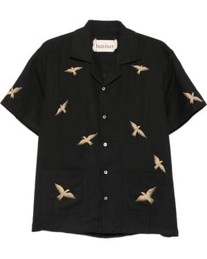 BAZISZT Bird-Embroidered Shirt - Black