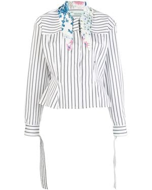 Off-White c/o Virgil Abloh Scarf Collar Striped Shirt - White