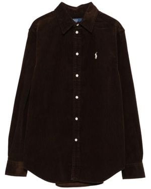 Polo Ralph Lauren Corduroy Embroidered-Logo Shirt - Black