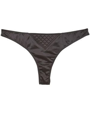 Fleur du Mal Luxe Quilted Thong - Grey