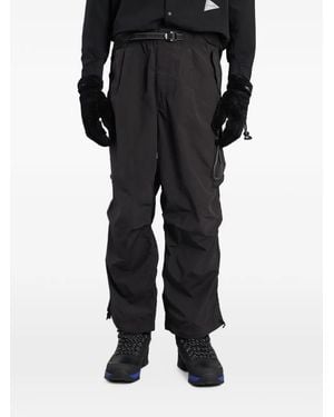 and wander Logo-Embroidered Cargo Straight-Leg Trousers - Black