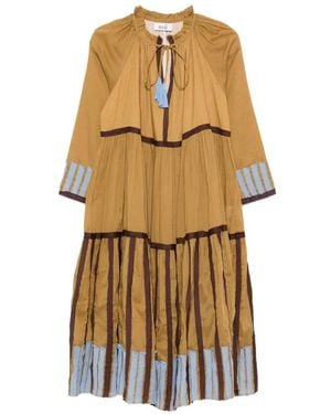 Niu Robe Mi-Longue À Volants Superposés - Metallic